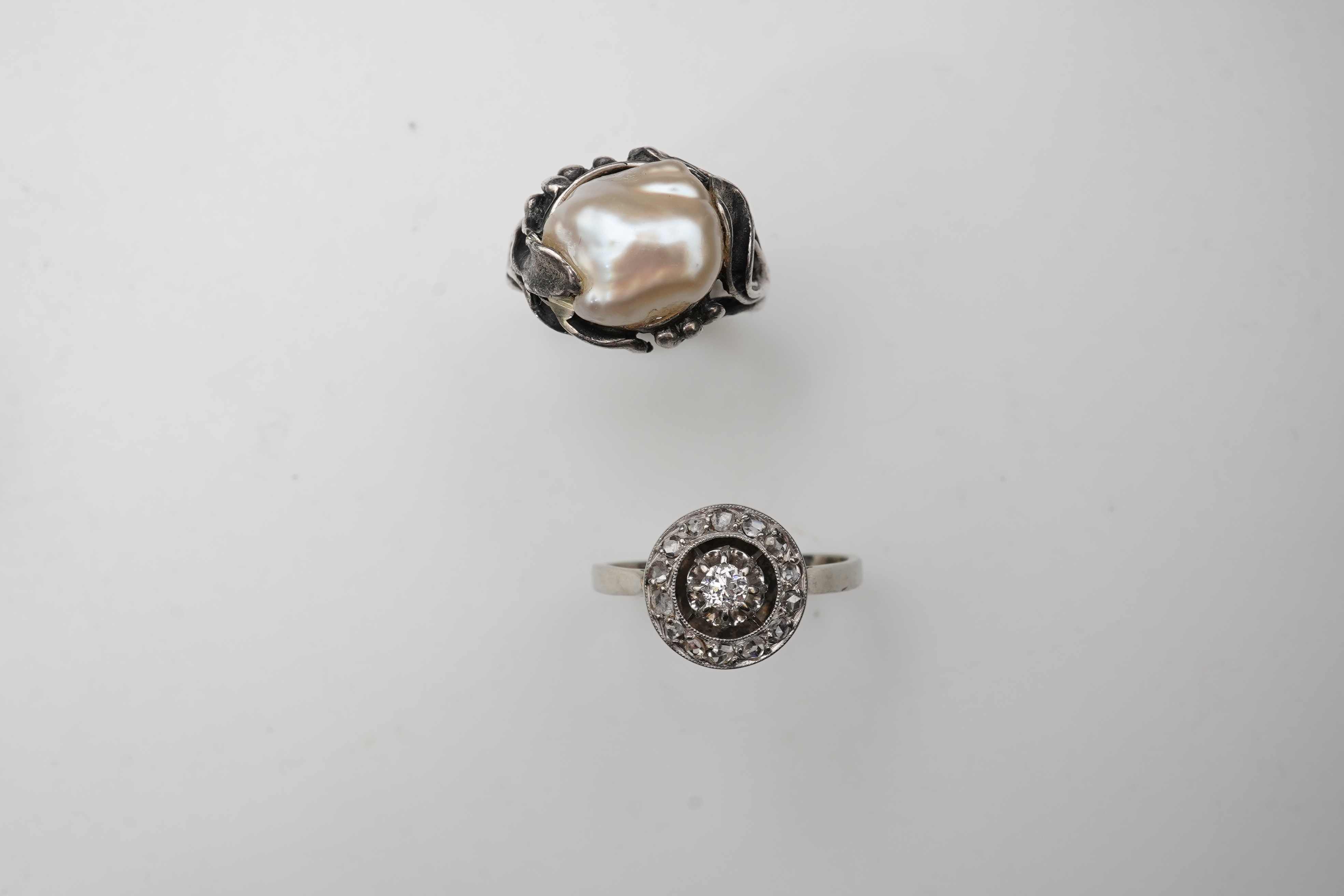 A collection of jewels including a diamond ring, late 19th/early 20th century